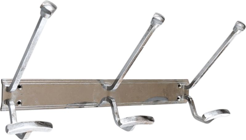 Vintage Chromed Brass Wall Coat Rack (1950s)