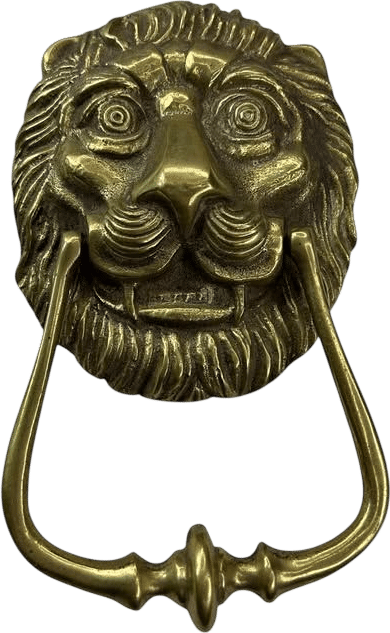 Vintage Brass Whimsical Lion Door Knocker