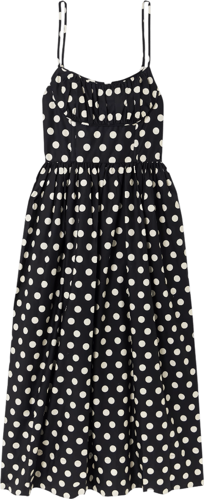 Polka-Dot Cotton-Blend Midi Dress