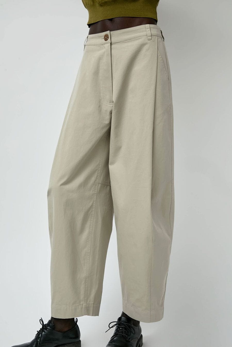 Cotton Barrel-Leg Pants