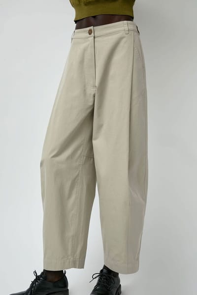 Cotton Barrel-Leg Pants