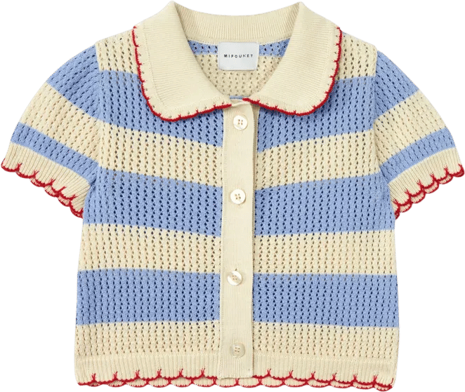 Striped Vita Crochet Cardigan (Blue)