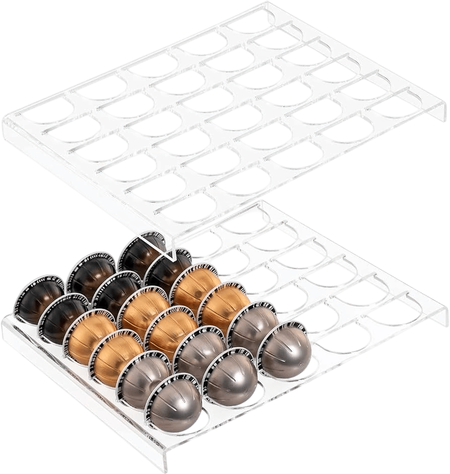 SUMERFLOS 2-Sets Coffee Pod Holder Storage Tray (Clear)