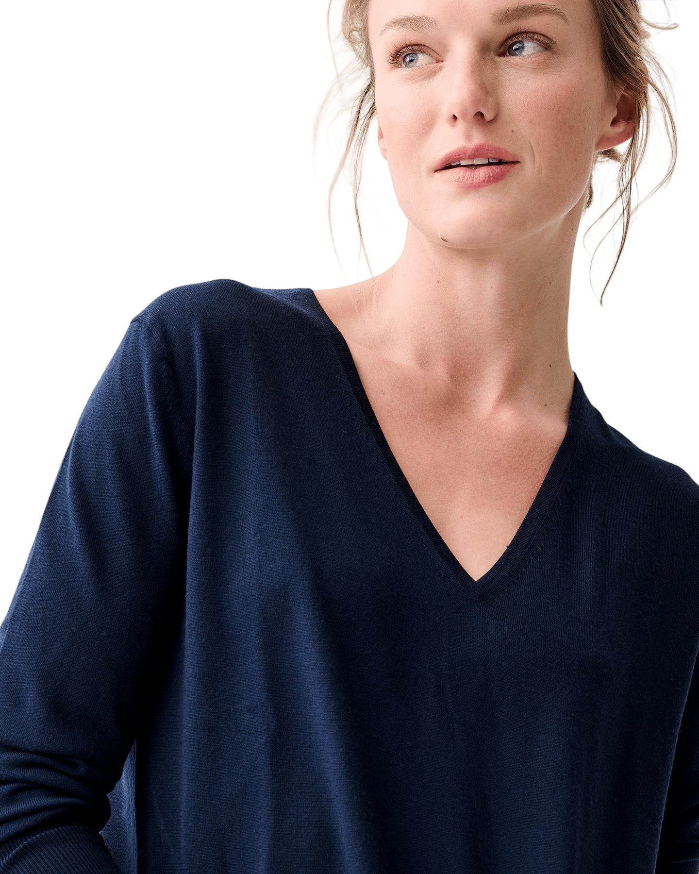 Kate V-Neck Sweater in Navy Escorial Wool