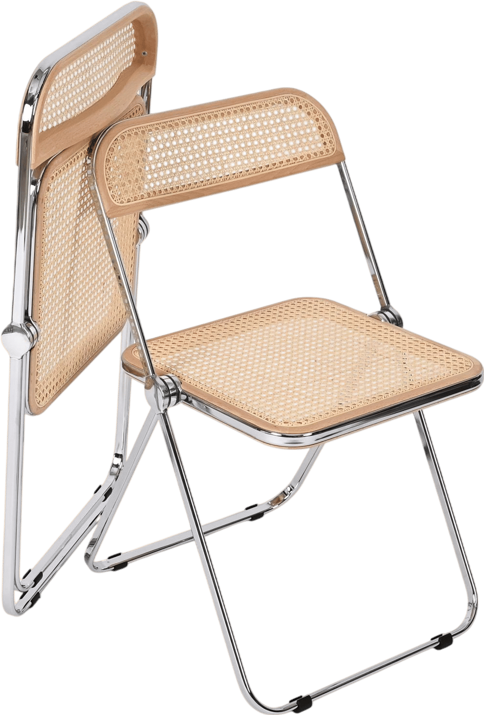 Piretti for Castelli 1970s Plia Italian Chrome & Cane Folding Chair