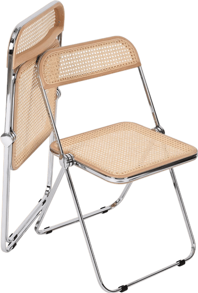 Piretti for Castelli 1970s Plia Italian Chrome & Cane Folding Chair