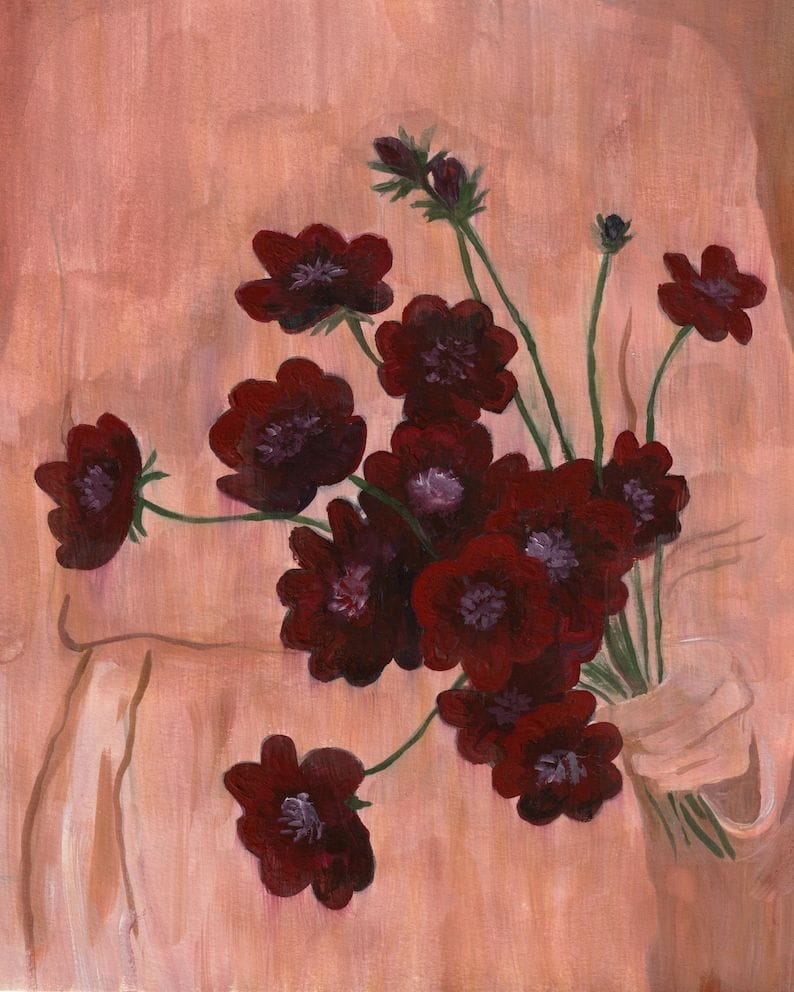 Chocolate Cosmos Watercolor Print