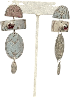 Mother and Child Engraved Earrings