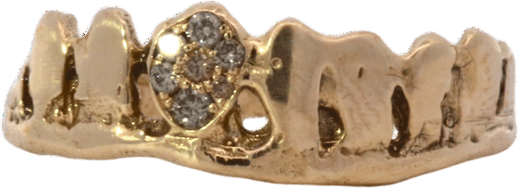 DORTE Crown Stacker Ring - 14K Gold + Diamond Pavé