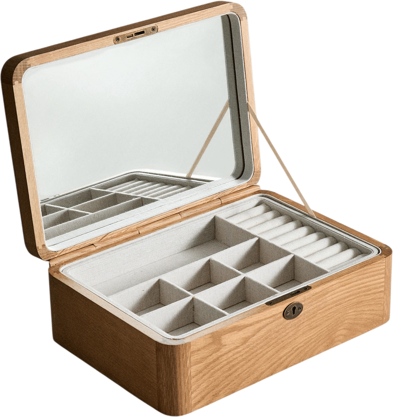 Wooden Jewelry Box with Mirror