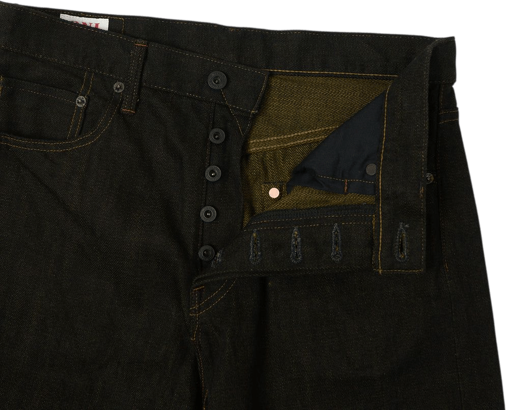 ONI Denim 246-BKOL 12.5oz Black x Olive Relaxed Tapered Jean - One Wash