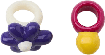 2-Pack Resin Rings with Ball and Flower