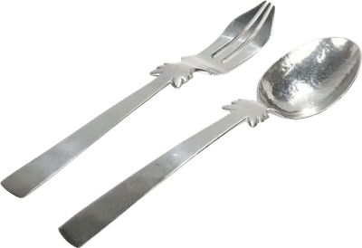 William Spratling Sterling Silver Fork & Spoon Salad Servers