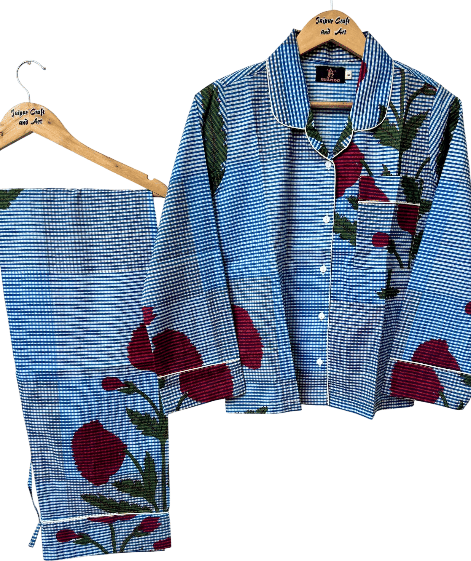 Indian Cotton Floral Print Pajama Set