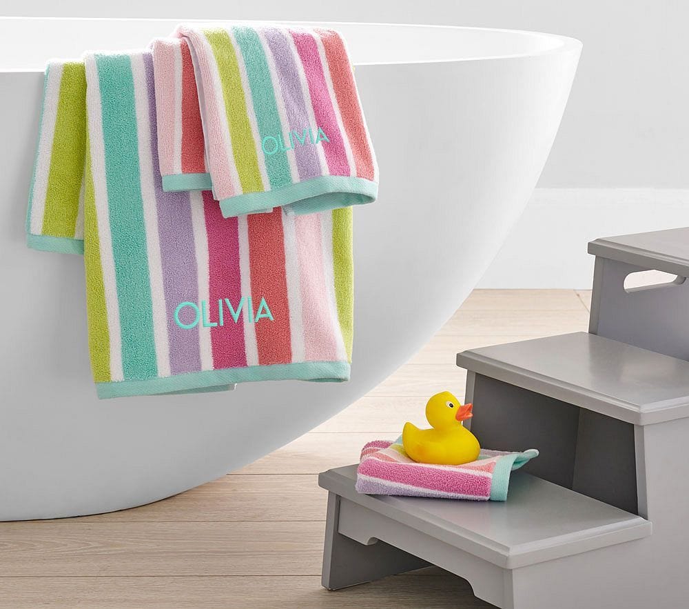 Pottery Barn Kids Multi Stripe Bath Towels