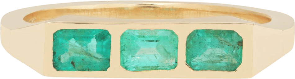 Lauren Wolf Jewelry Emerald Guardian Bar Ring