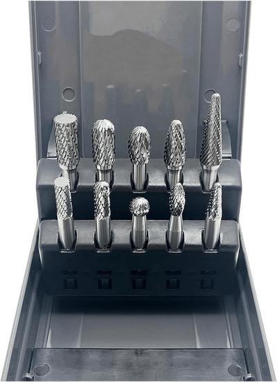 LU&MN 10-Piece Double Cut Carbide Rotary Burr Set