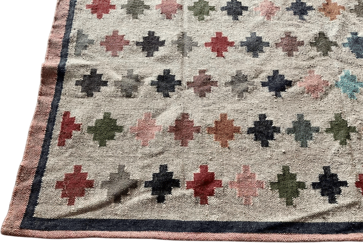 Handwoven Wool Jute Kilim Rug, 5x7 Ft