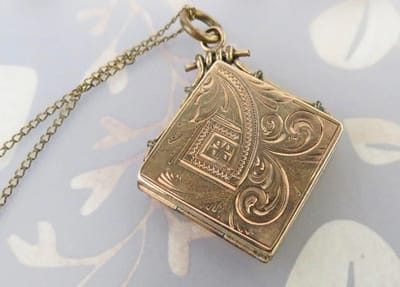 Antique Book Locket Necklace