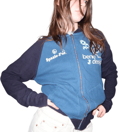 Spazio.Fü Blue and Navy Zip-Up Hoodie