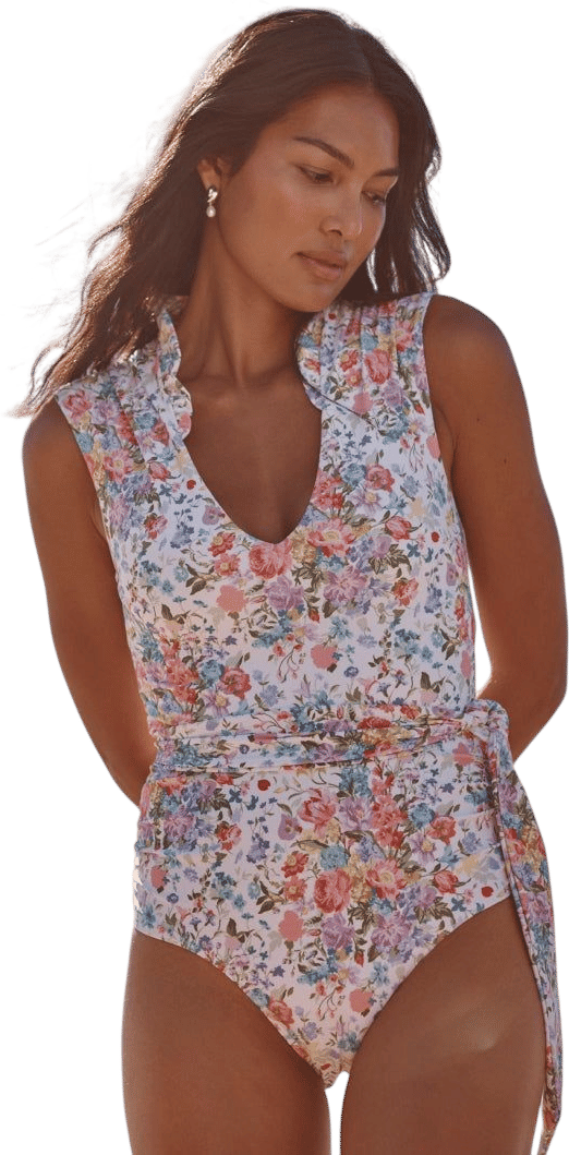 The Ruffle Backflip Belted One-Piece