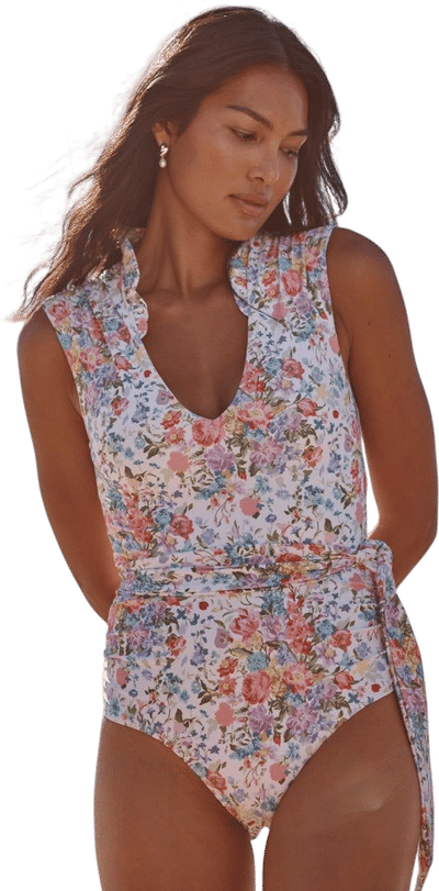 The Ruffle Backflip Belted One-Piece