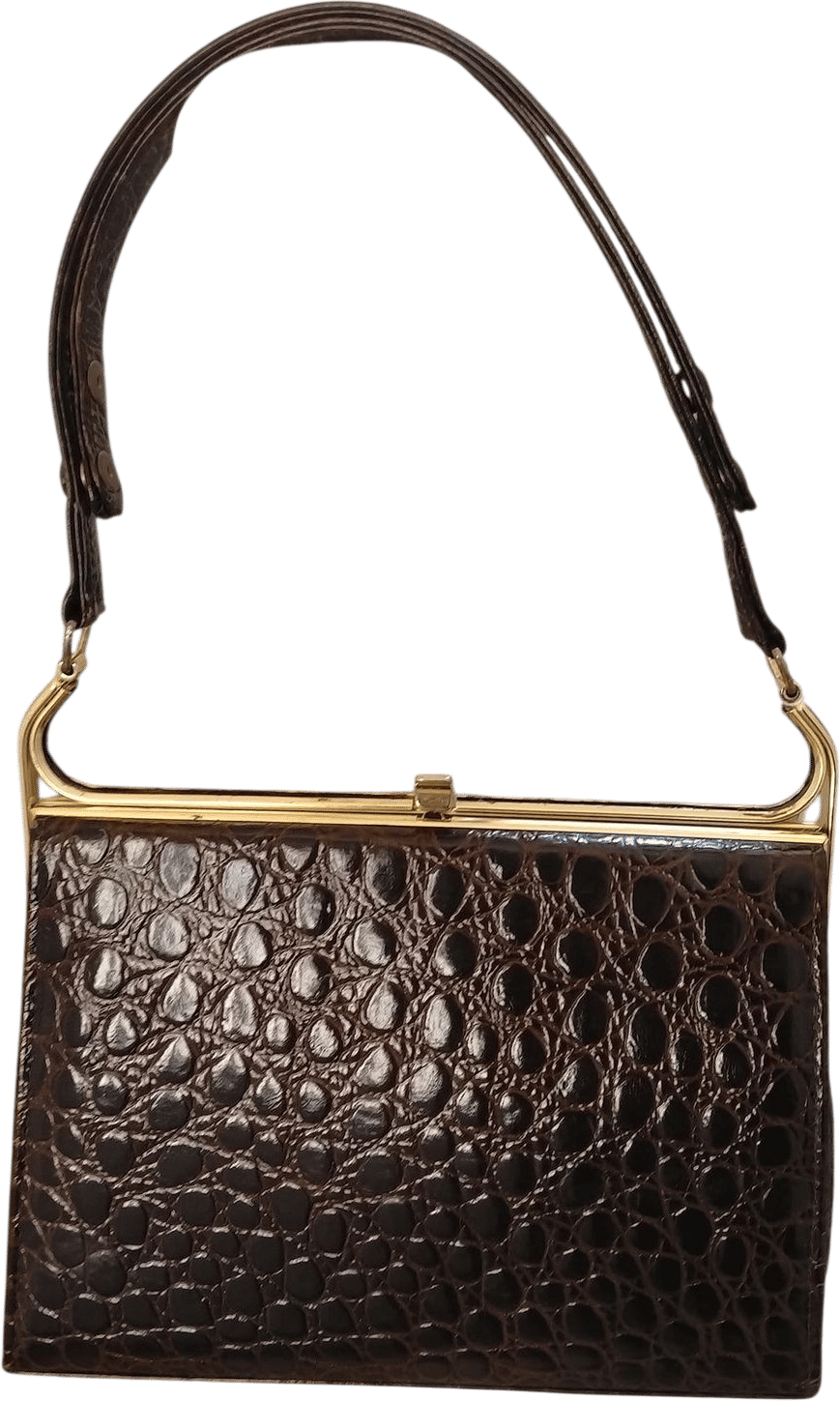 Vintage Van Dal Crocodile-Style Brown Handbag