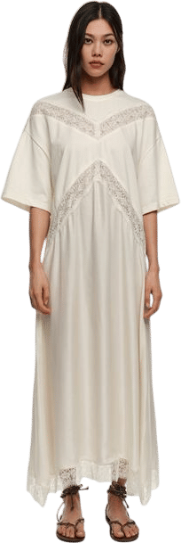 Ivory lace dual material dress