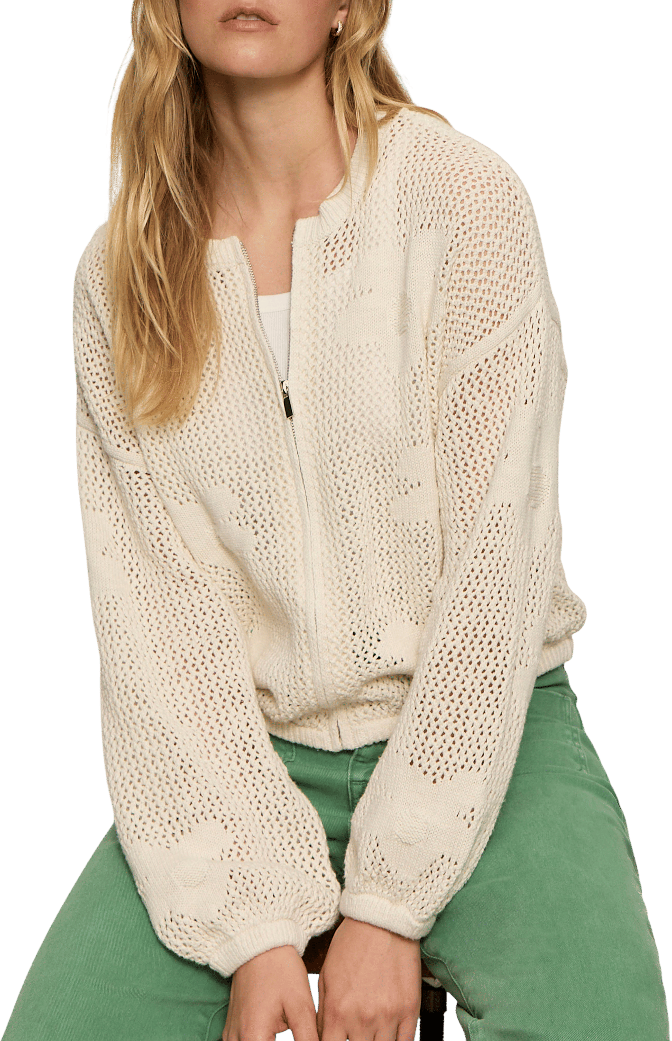 Sanctuary Floral Knit Zip Up