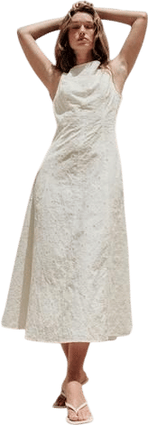 Zara Embroidered Openwork Midi Dress