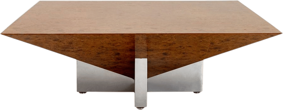 Milo Baughman Burlwood & Chrome Table