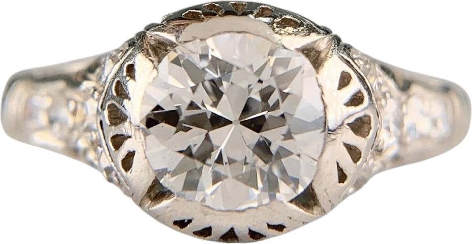 Antique 1910 Edwardian Old European Diamond Engagement Ring