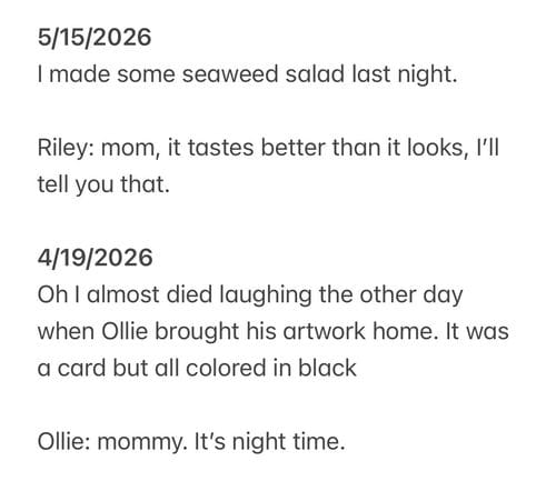 writing down things my kids say on notes