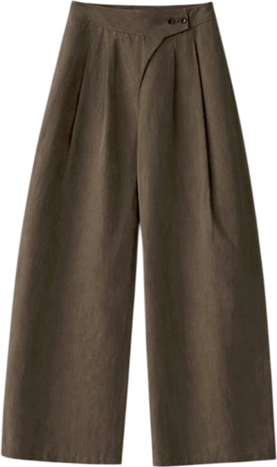 Asymmetric Cotton-Linen Pants