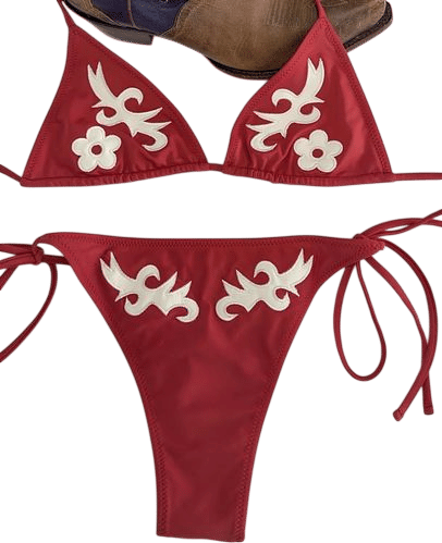 western appliqué bikini
