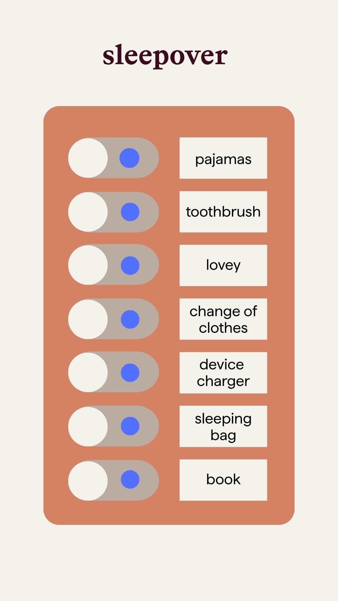 Sleepover Keychain List