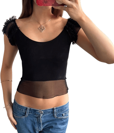 Vintage Sheer Ruffled Sleeve Top