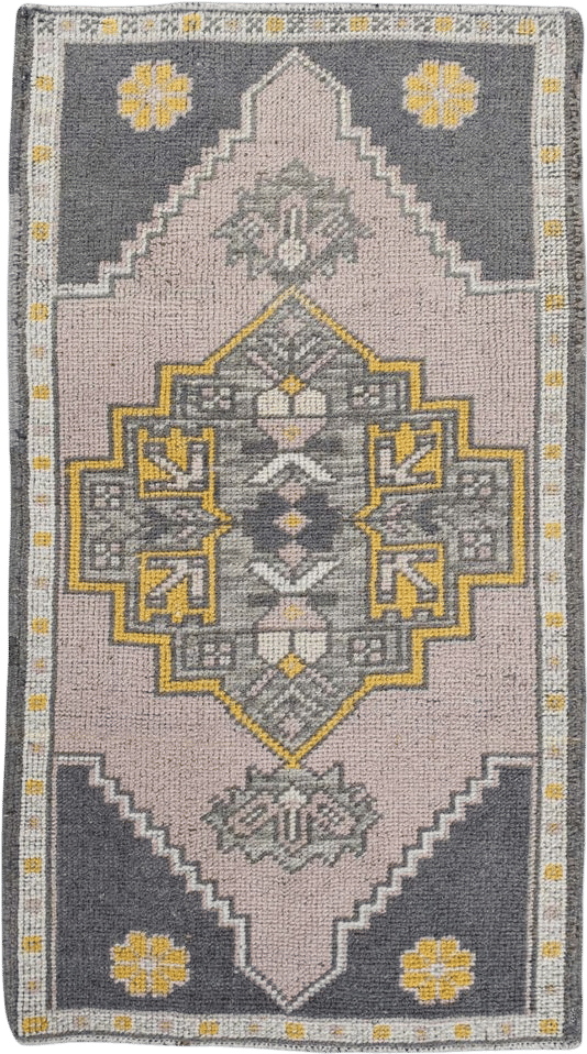 Oriental Hand Knotted Vintage Turkish Mini Rug 1'9" x 3'2" #10700