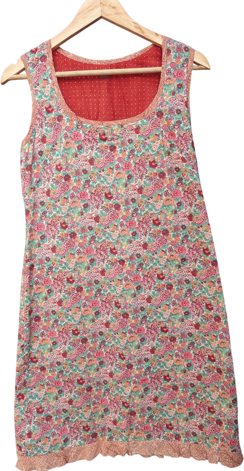 Reversible Cotton Floral / Swiss Dot Ruffle Dress