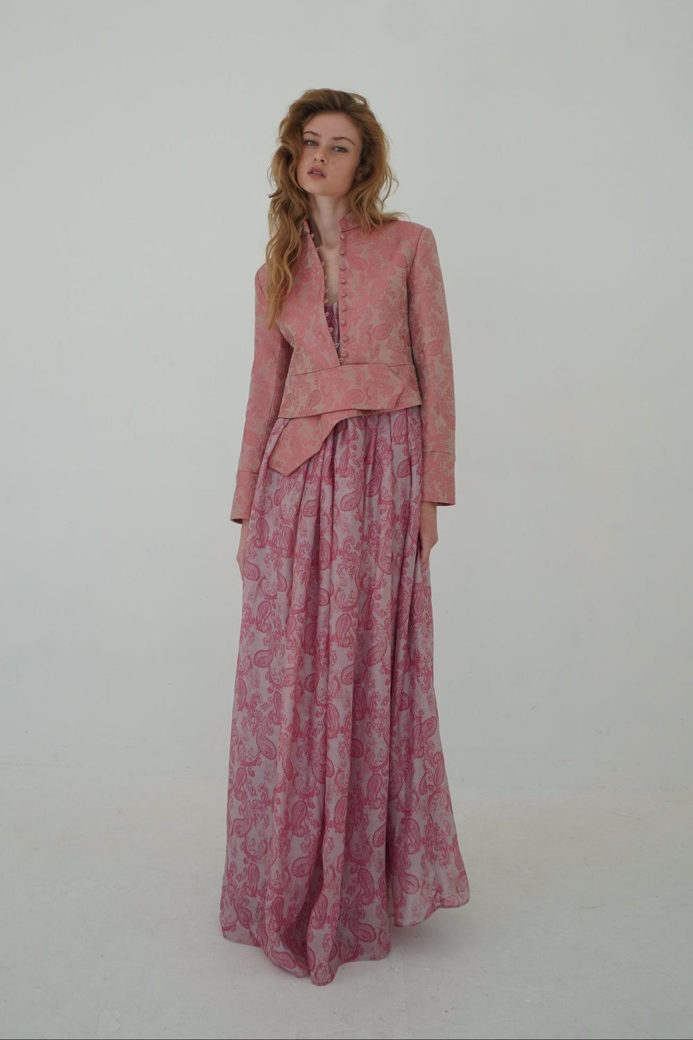 Persia Pink Print Mandarin Collar Jacket