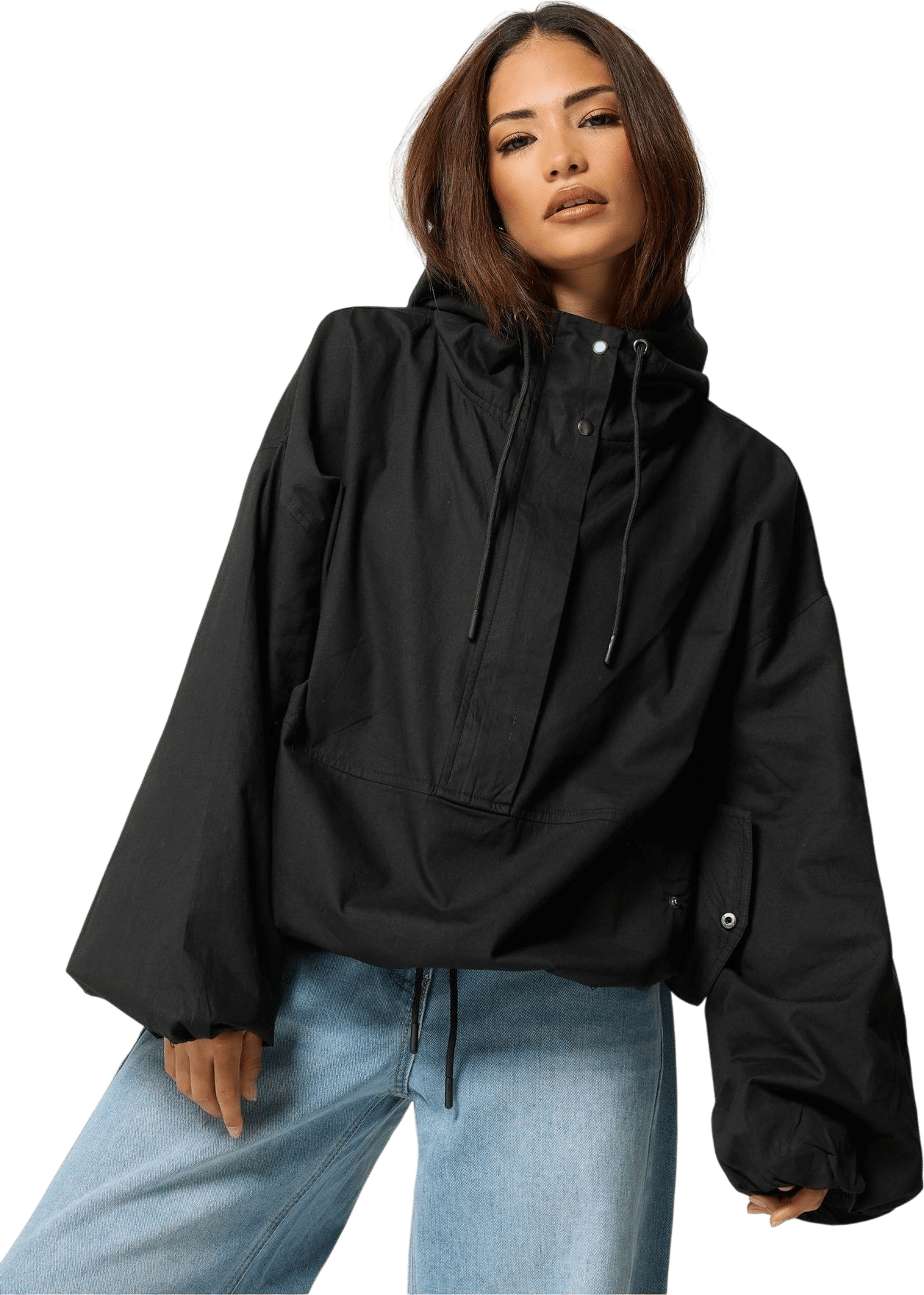 PixieGirl Petite Black Half Zip Windbreaker Jacket