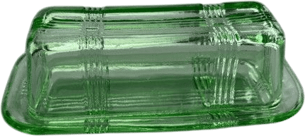 Green Glass Butter Dish