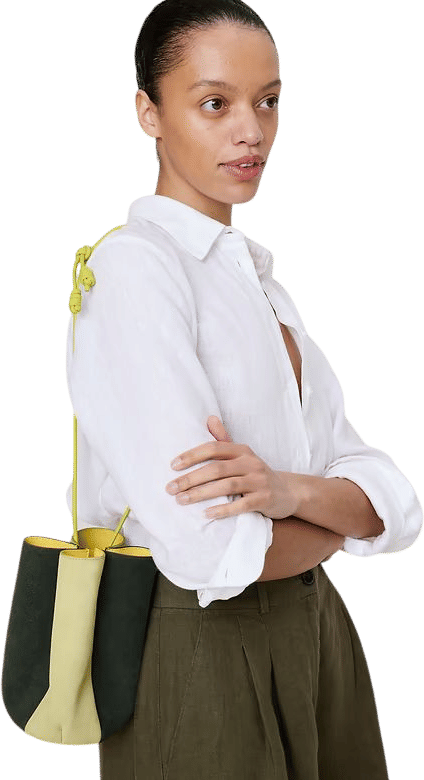 Color-Block Suede Tulip Bag