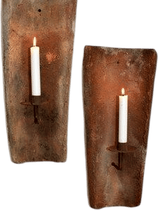 Vintage French Terracotta Candle Wall Sconces