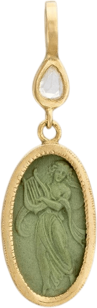 Italian Cameo Yellow Gold Diamond Pendant