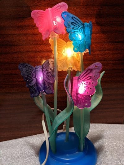 Vintage Plastic Butterfly and Flower Desk Lamp