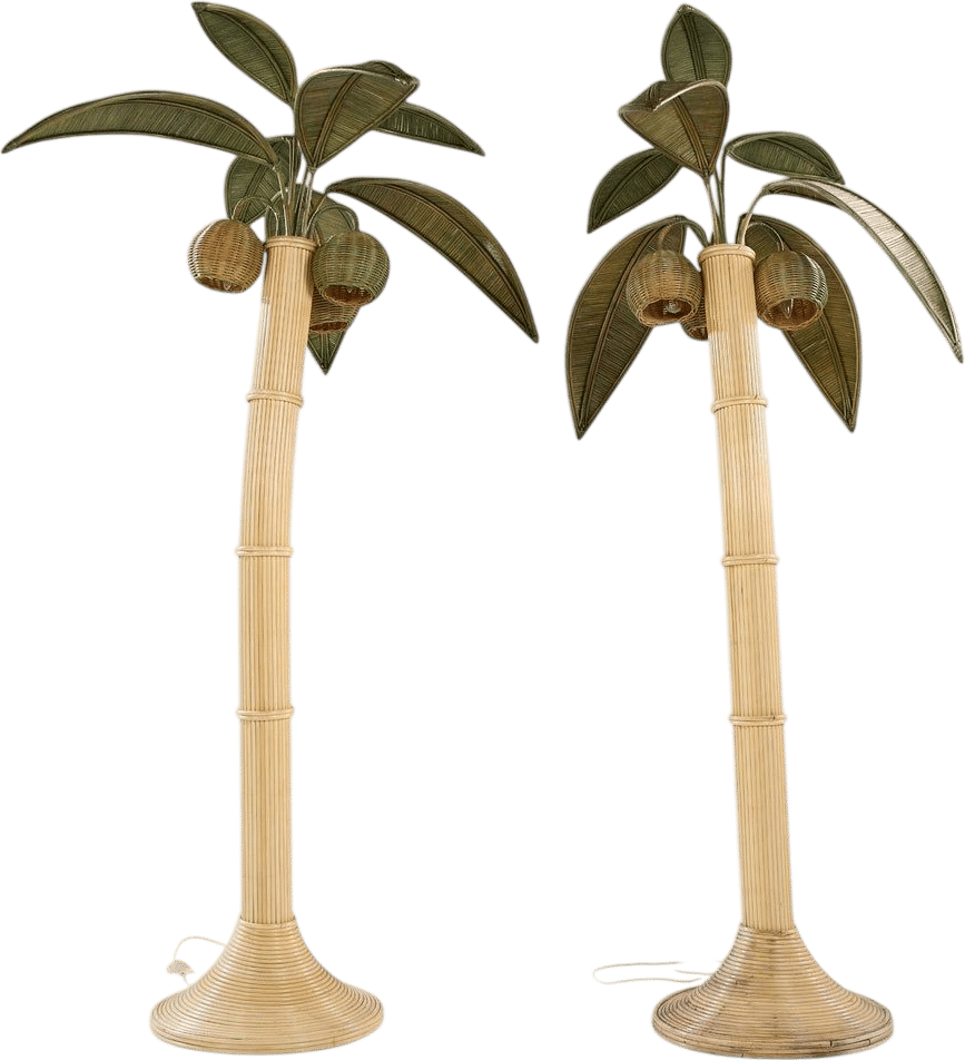 Mario Torres Lopez Rattan Palm Tree Lamps
