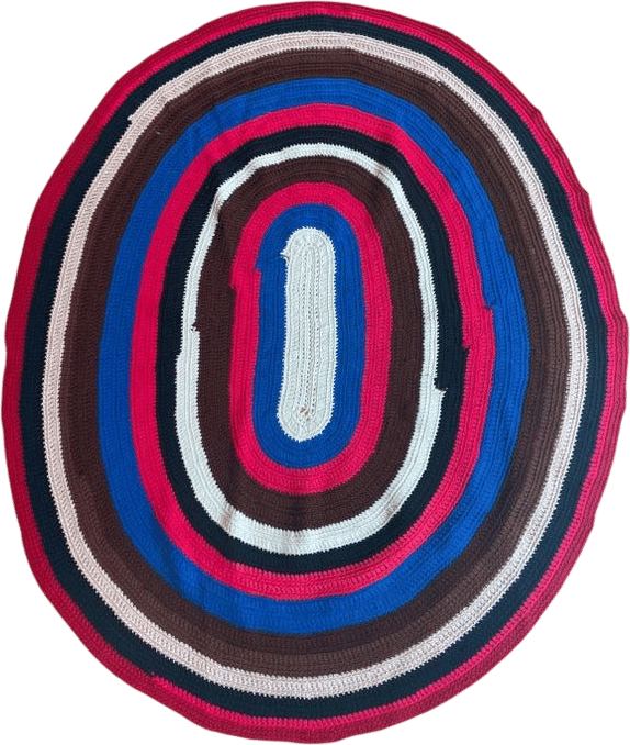 Vintage Handmade Crochet Oval Rug Multi-color Striped Boho 39x47 - Etsy