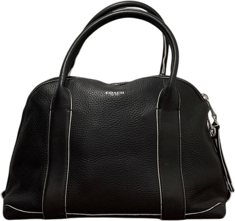 Black Leather Handbag with White Stitching