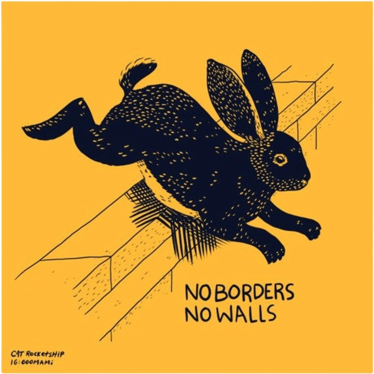 No Borders No Walls Bunny Sticker, Socialist Sticker, Leftist Sticker, Abolish Walls, Abolish Borders, Abolish Ice, Anarchist Sticker - Etsy